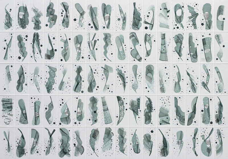 Green Facade no.2, ink on pape