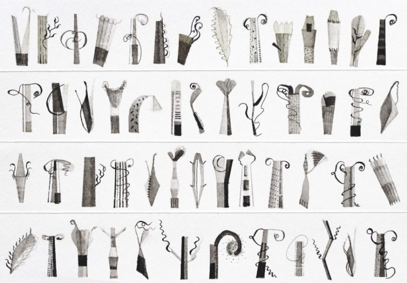 Study on "The Alphabet of Plants, no.1, ink on paper