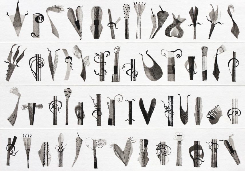 Study on "The Alphabet of Plants, no.2, ink on paper